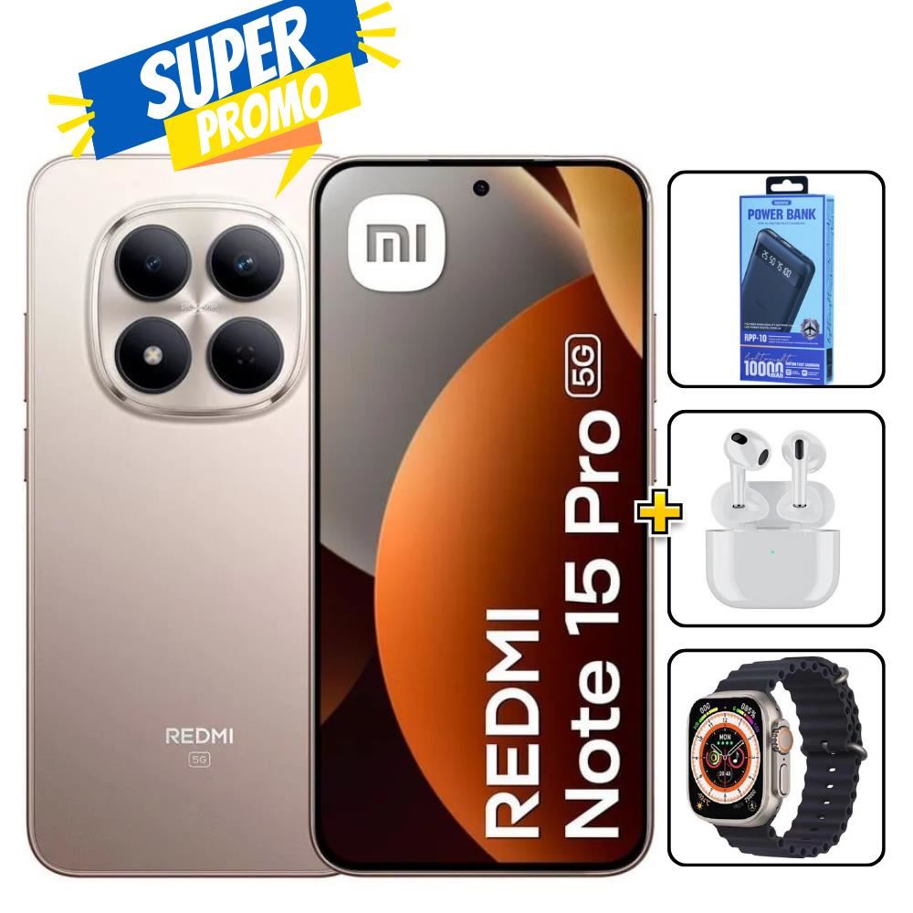 Xiaomi Redmi Note 15 Pro 5G 512GB TItanio + Cargador 10000mAh + Audifonos + Smartwatch REGISTRADO